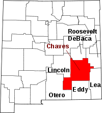 Map of New Mexico highlighting Chaves County