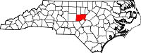 Map of North Carolina highlighting Chatham County