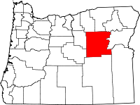 Map of Oregon highlighting Grant County