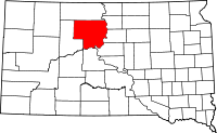 Map of South Dakota highlighting Dewey County