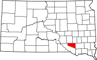 Map of South Dakota highlighting Douglas County