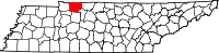 Map of Tennessee highlighting Montgomery County
