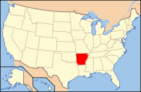 Map of the U.S. highlighting Arkansas
