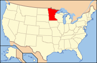 Map of the U.S. highlighting Minnesota