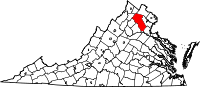 Map of Virginia highlighting Fauquier County