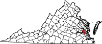 Map of Virginia highlighting James City County