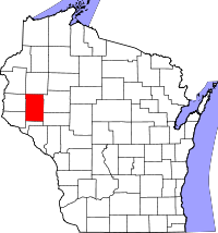 Map of Wisconsin highlighting Dunn County