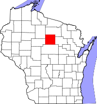 Map of Wisconsin highlighting Lincoln County