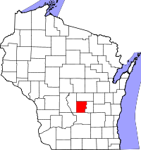 Map of Wisconsin highlighting Marquette County