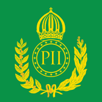 A design in gold on a green field, consisting of the letters P, I, I, within a circlet of 20 stars, and surrounded by a wreath with a branch of coffee on the left and tobacco on the right, and an arched crown at the top