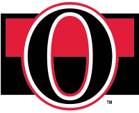 Large black 'O' in front of red and black horizontal stripes