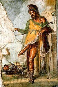 Fresco of Priapus, House of the Vettii, Pompeii.