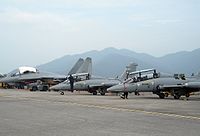 The Royal Malaysian Air Force's Sukhoi Su-30MKM Flankers and Aermacchi MB-339s military aircraft at the Langkawi Airport.