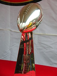 Super Bowl 29 Vince Lombardi trophy at 49ers Family Day 2009.JPG