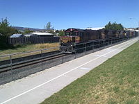 A train on the South Line at Glenorchy.
