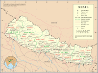 Map of Nepal, with the railway line