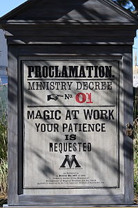 Themed billboards were located around the Wizarding World during the two year construction period.