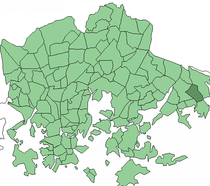 Position of Nordsjön kartano within Helsinki