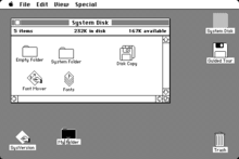 A screenshot of the original Mac OS. See caption.
