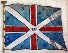 White saltire clearly visible over white-bordered red cross on blue background.