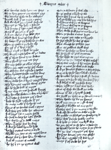A page from a fifteenth century Middle English manuscript.