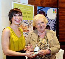 A Laura Bradder winning the award for 'Best Portrayal of Support for Older People 2010'.