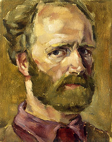 painting of a man done in tawny tones
