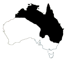 An outline of Australia with the North and NorthEast marked in black