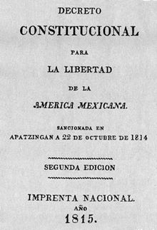 Original front of the Apatzingán Constitution