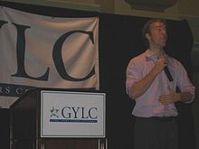 Craig Kielburger giving a speech in the Global Young Leaders Conference 2006