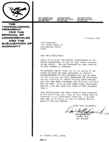 Letter to Lee Klingstein on Thrush Letterhead
