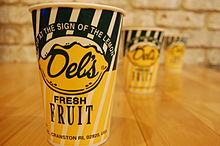 A container of Del's Lemonade in Rhode Island