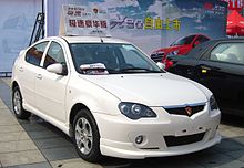 A white Proton Europestar displayed in a showroom
