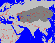 Map of Asia showing the divisions of the Mongol Empire