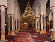 View of the central nave of the prayer hall.