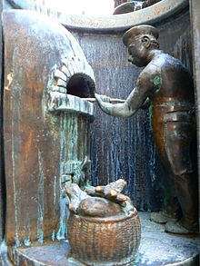 Baker in Guild Fountain in downtown Reutlingen