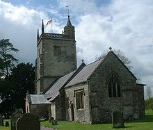 Small stone church with square tower