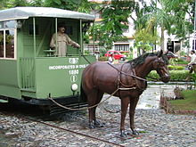 Life-size horse-drawn tram in Kolkata park