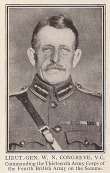 Sepia portrait image of middle aged man in British General Staff uniform. Sambrown visible as are General Staff collar tabs. Image contains an identifying description at the base