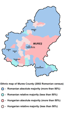 The ethnic map pof Mures county