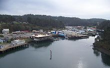 photo of the outer Noyo Harbor which serves the commercial fishing industry