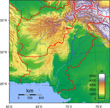 Topographical map of Pakistan