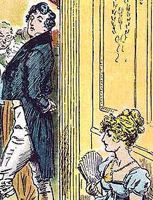 Illustration of Mr. Darcy and Elizabeth Bennet from Pride and Prejudice, by C. E. Brock (1895)