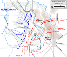 Colored lines show the front lines where the Rosencrans meet the Bragg.