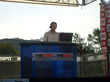 Colin Cowherd during a live broadcast of his radio program on the campus of The University of Iowa in 2010.