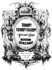 Ornate decoration on a cover subtitled "The Prisoners of Hope" by Geo. F. Root.