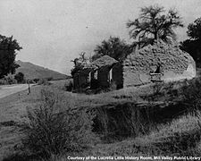 Reed's adobe house c. 1890 after being destroyed by fire.