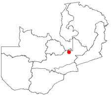 Location of Mkushi in Zambia