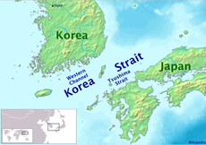 Map showing the Korea Strait.