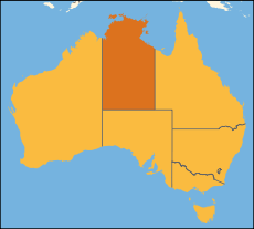 Map of Australia with  Northern Territory highlighted